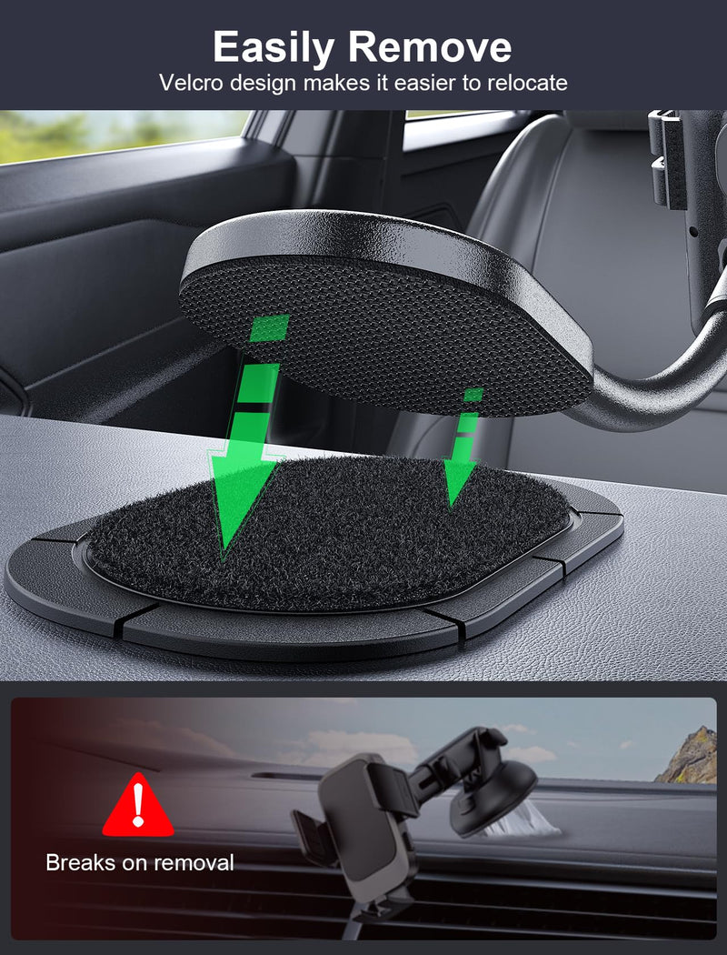 Wireless Car Charger Adjustable Gooseneck Dashboard Car Mount Fast Charging | [with Anti Shake stabilizer] Auto-Clamping Phone Holder fit for iPhone 17 16 15 14 13 12, Samsung S24 S23 S22, etc