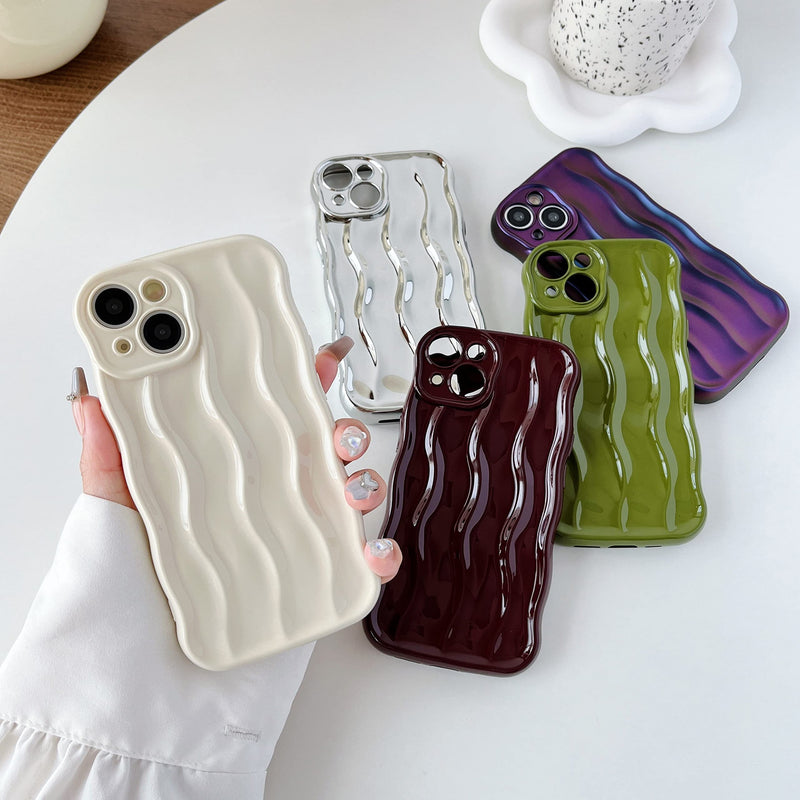 Caseative Water Ripple Pattern Curly Wave Frame Soft Compatible with iPhone Case (Silver,iPhone 14 Pro Max) Silver iPhone 14 Pro Max