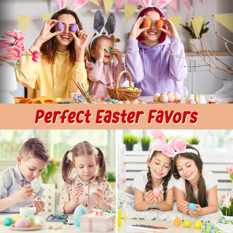 Morcheiong 24 Pcs Wooden Egg Shakers, DIY Egg Shakers Musical Instruments Set with 24 Pcs Multicolor Pens, Egg Maracas Easter Egg Favors for Kids