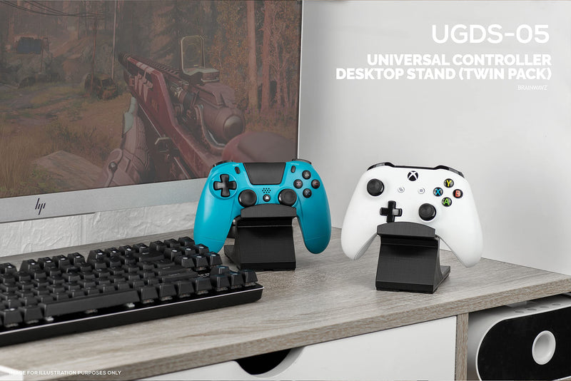 Game Controller Desktop Holder Stand (2 Pack) - Universal Design for Xbox ONE, PS5, PS4, PC, Steelseries, Steam & More, Reduce Clutter UGDS-05 by Brainwavz
