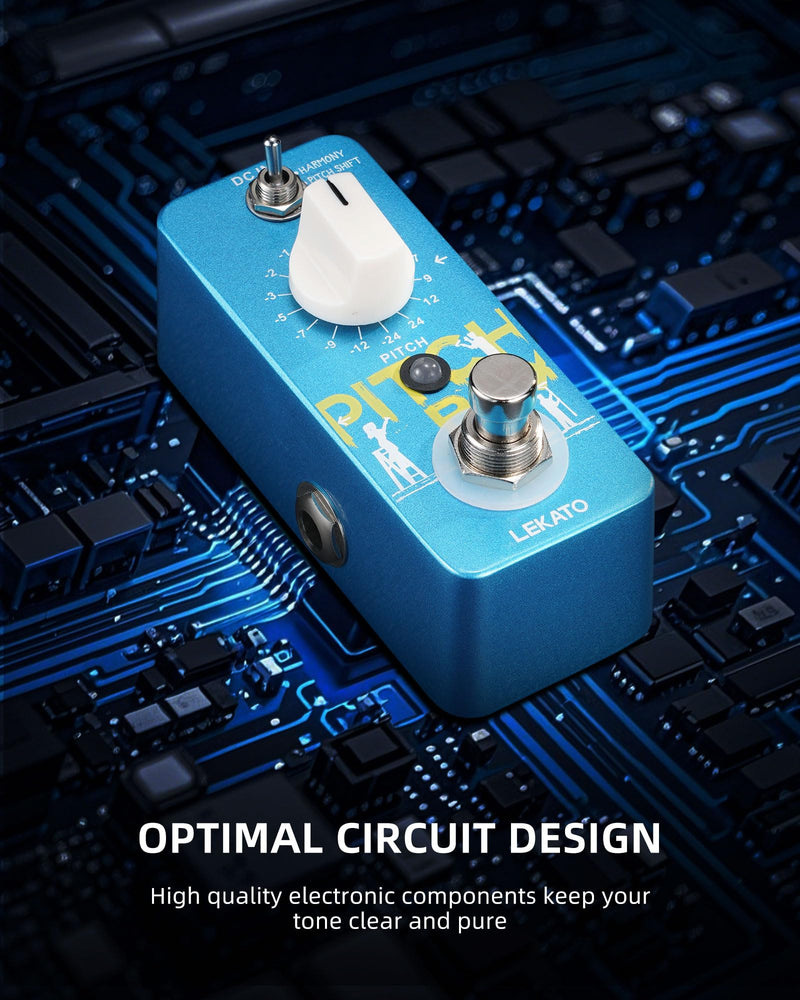 LEKATO Mini Pitch Shifter Pedal, Harmonizer Guitar Pedal Pitch Shift Box, Harmonizer Digital Octave Drop Pedals, True Bypass, Small Effects for Electric Guitar Bass Blue Pitch Box