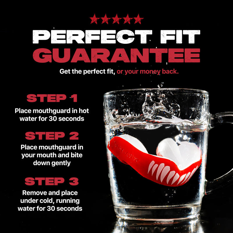 SAFEJAWZ Mouth Guard, Dual Layer Mouthguard for Adults with Case, Easy Fit Remoldable Mouthpiece for Football, Boxing, Lacrosse, MMA, Basketball & All Contact Sports (Adult 12+ Years, Viper Red) Adults 12+ Years
