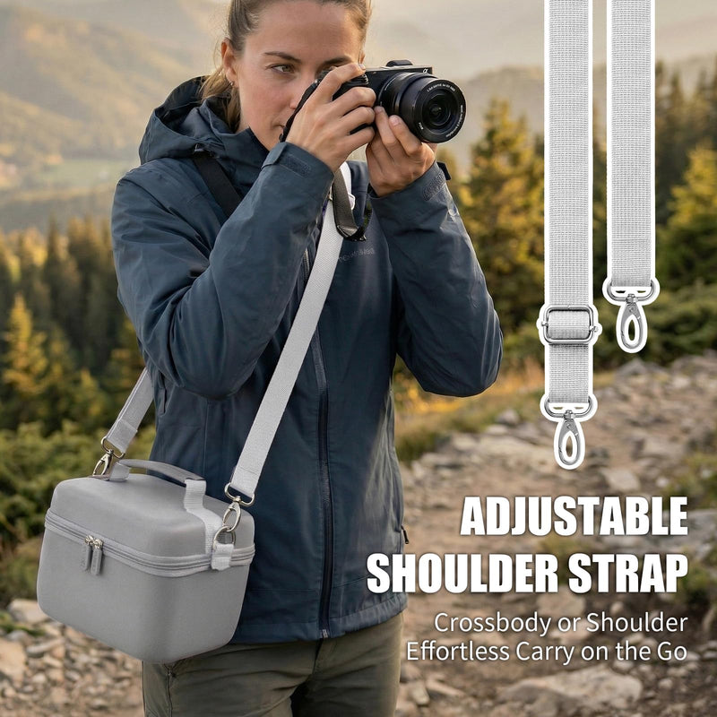 casmilee Camera Case for Sony Alpha ZV-E10 Alpha a6400/ a6700/ a6100/ a6000/ a6600/ a6500 Mirrorless Digital Camera, Hard Travel Bag with a Shoulder Strap for Lens & Accessories (Grey, Large) Grey