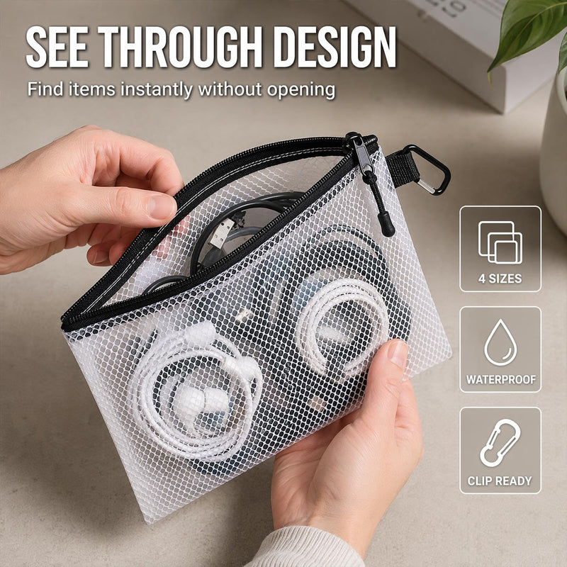1Pcs Air Production Multi-Size Clear Zipper Pouch, Cable Organizer Small | Travel Gear Bag for Electronics, Camera Accessories, Tool Pouch & Small Tech Storage