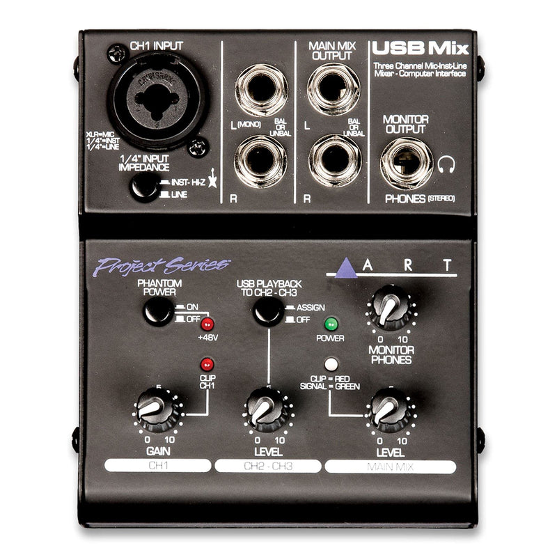 ART USBMix - 3 Channel USB Mixer w/ Audacity Recording Software