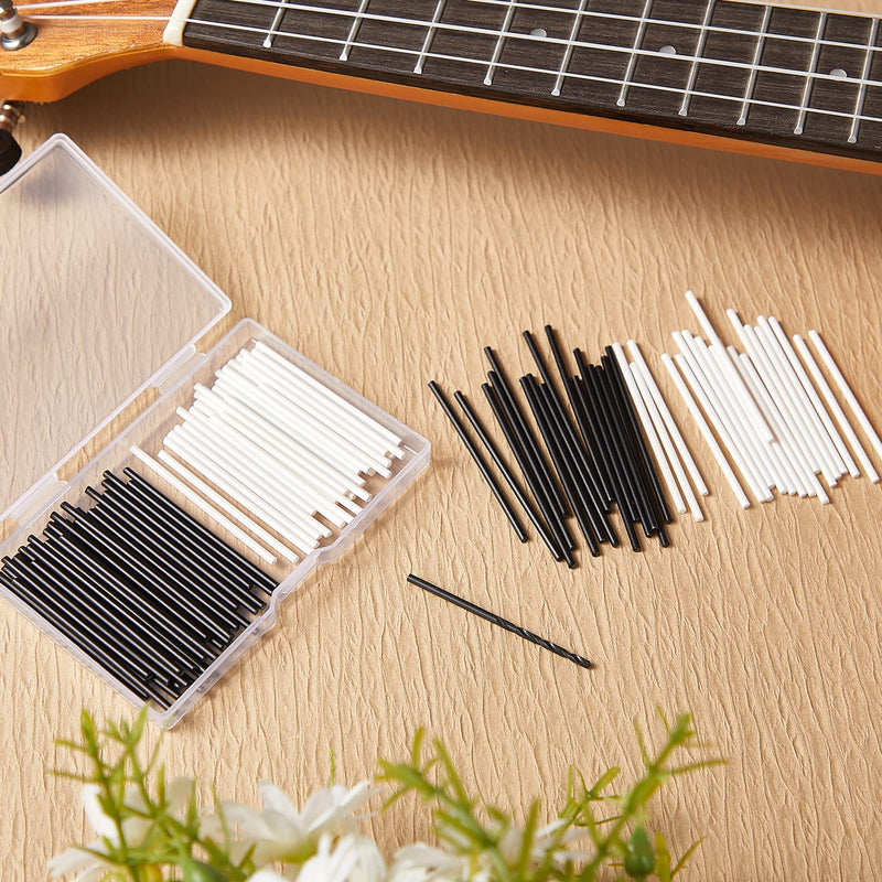 100 Pcs 50 x 2 mm Guitar Fingerboard Side Marker Fingerboard Side Dot with 2 mm Diameter Drill Bit Tools and a Box Music Instrument Inlay Dots Bass Guitar Kit Performance Accessory for Beginners