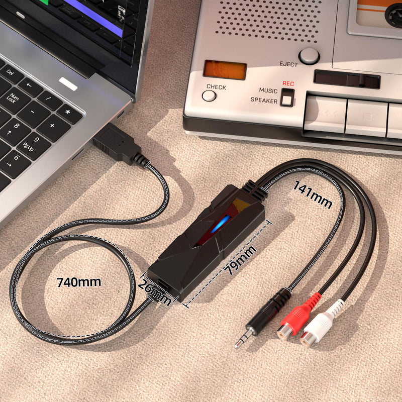 [AUSTRALIA] - DriverGenius AudioXfer Series | USB Audio Capture Card Device | Convert Analog Cassette Audio to Digital MP3 with 3.5mm/RCA Inputs | Compatible with PC, Mac & Linux (AV202-B, 1-Pack) USB-A 