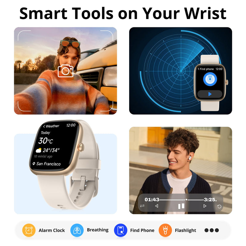 Smart Watch for Women, 1.83" HD Touchscreen Fitness Tracker, Bluetooth Calling, 110+ Sports Modes, Heart Rate SpO2 Sleep Monitor, DIY Dial, IP67 Waterproof, Compatible with Android & iOS Gold
