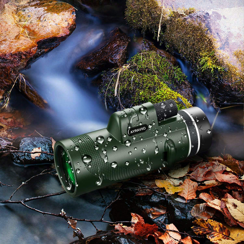 Birthday Gifts for Men Dad Him Husband Teen, 10×42 Monocular Telescope for Adults, High Powered FMC & BAK4 Scope, Compact Monocular, White Elephant Gift, Outdoors Survival Hiking Gear for Adventure GREEN