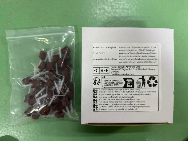 YOUYA DENTAL Dental Impression Mixing Tips, 50 Pieces Dental Intra Oral Tips for Dentistry Materials Mixing Tube Disposable Silicone Rubber Head Lab Products - Brown
