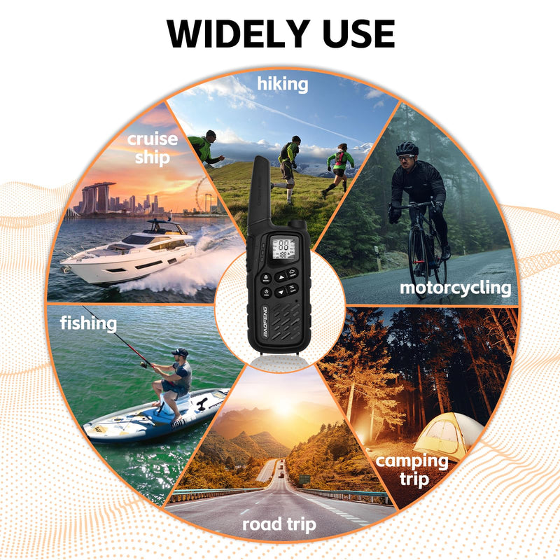 [AUSTRALIA] - BAOFENG MP25 Walkie Talkies,Family Walkie Talkie Camping Essentials NOAA Weather Scan 155 Privacy Codes 22 FRS Channels 2PC (Black) Black 