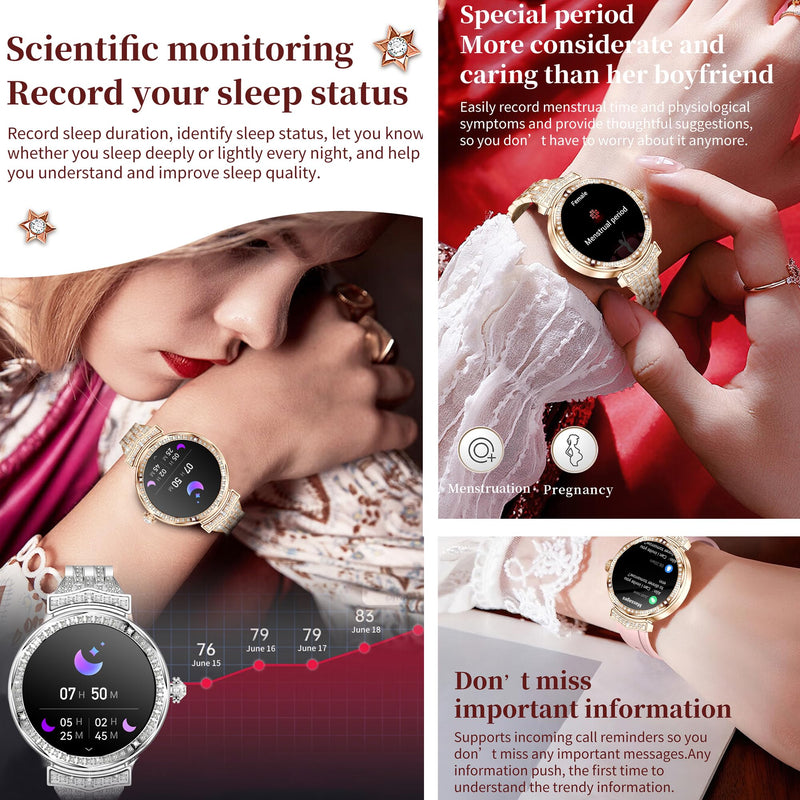 Smart Watches for Women(Answer/Make Call), 1.32" AMOLED Fitness Tracker Watch with Blood Pressure/Heart Rate Monitor, Fitness Watch for Men, 100+ Sports Smart Watch for Android/iOS Phones (Silver) Silver