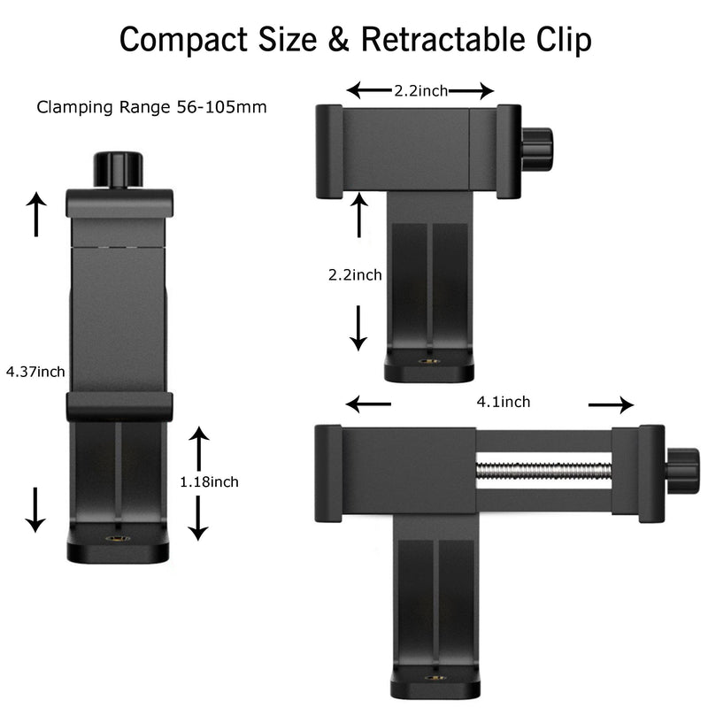 Ailun Tripod Phone Mount Holder Head Standard Screw Adapter Rotatable Digtal Camera Bracket,Compatible for Most Cellphones iPhone black
