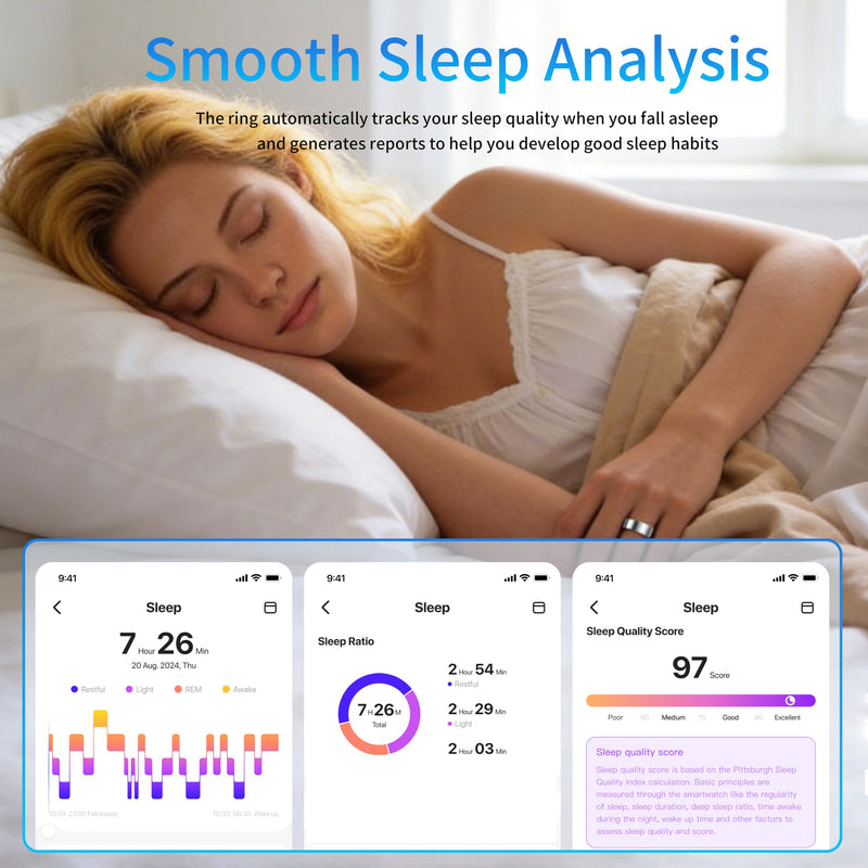 New Smart Ring Health Tracker for Women & Men, Sleep Exercise Health Monitoring, Daily Tracking, iOS/Android Compatible, IP68 Waterproof, No Subscription Required, 5‑Day Battery Life (Rose Gold, 9) Rose Gold