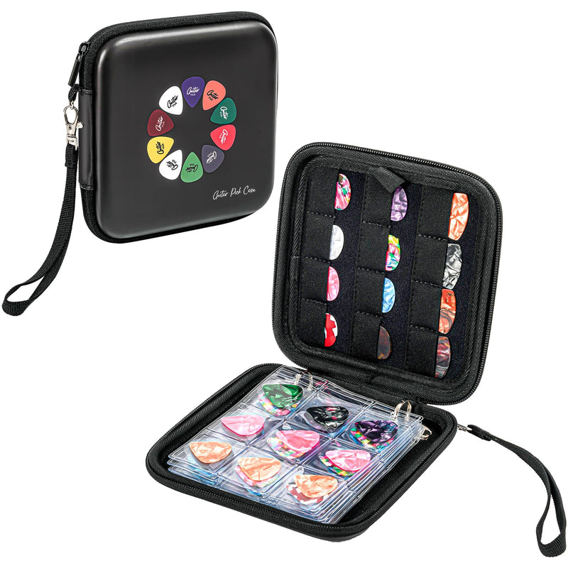 ProCase Guitar Pick Case, Pick Holder Stores 84 pcs Guitar Picks Collection Pick Storage Album Book Pick Display Water-Resistant, Durable EVA Material Bag for Guitar Player -Black