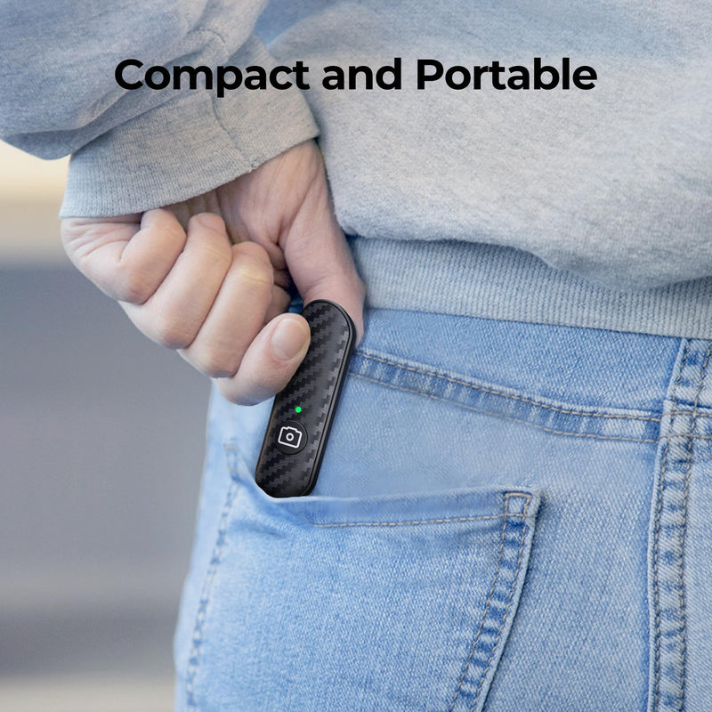 ATUMTEK Bluetooth Remote Shutter, Carbon Fiber Design, Rechargeable Camera Remote Control for iOS & Android Smartphones, Compact and Portable, with Type-C Charging, 10m Remote Range, Bluetooth 5.0 Black