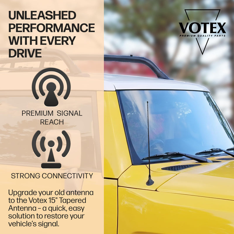 AntennaMastsRus - 15 Inch Black Antenna is Compatible with Ford F-150, F-250, F-350, F-450, F-550, F-600, F-650, Raptor (1950-2026) - Bronco | Dodge Ram 1500, 2500, 3500 - USA Steel Threading