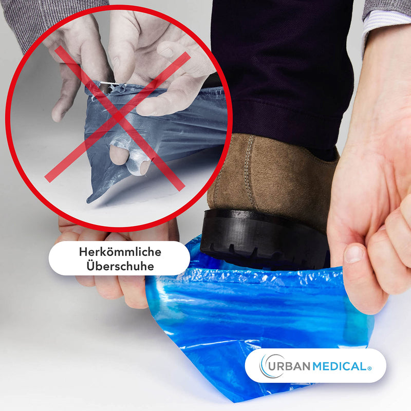 URBAN MEDICAL 100 x Waterproof 5.5 g Disposable / Reusable Shoe Covers - Solid Dry - Tear-Resistant & Puncture Proof - Overshoes for Indoor and Outdoor Use - One Size