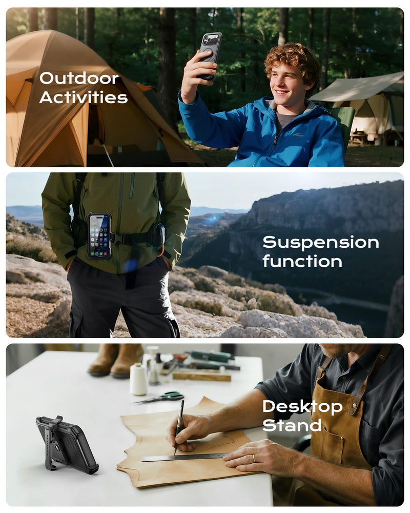 for iPhone 17 Pro Max Case 6.9" with Belt Clip Holster,Black | Compatible with MagSafe,Anti-Drop,Shockproof,Heavy Duty Protection, ,w/Screen Protector,with 360°Rotating Kickstand Black