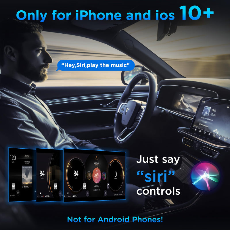 Wireless Carplay Adapter, Converts Wired to Wireless carplay Adapter for iPhone, Wireless Control Plug & Play Carplay for Cars from 2017 & for Apple iPhone iOS 10+ BY960H-CarPlay
