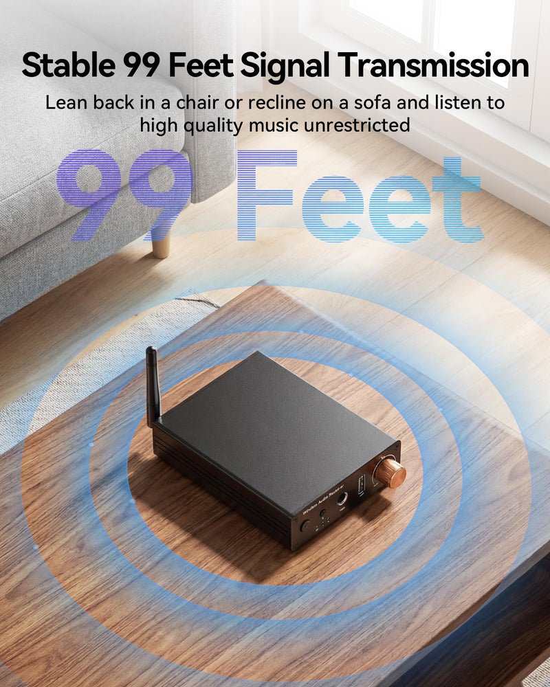 [AUSTRALIA] - Bluetooth 6.0 Receiver, Hi-Fi Adapter with Wireless Long-Range Low-Latency, Suitable for Home Audio Music Streaming Stereo Systems/Home Speakers, Featuring AUX 3.5mm/RCA, USB Playback 