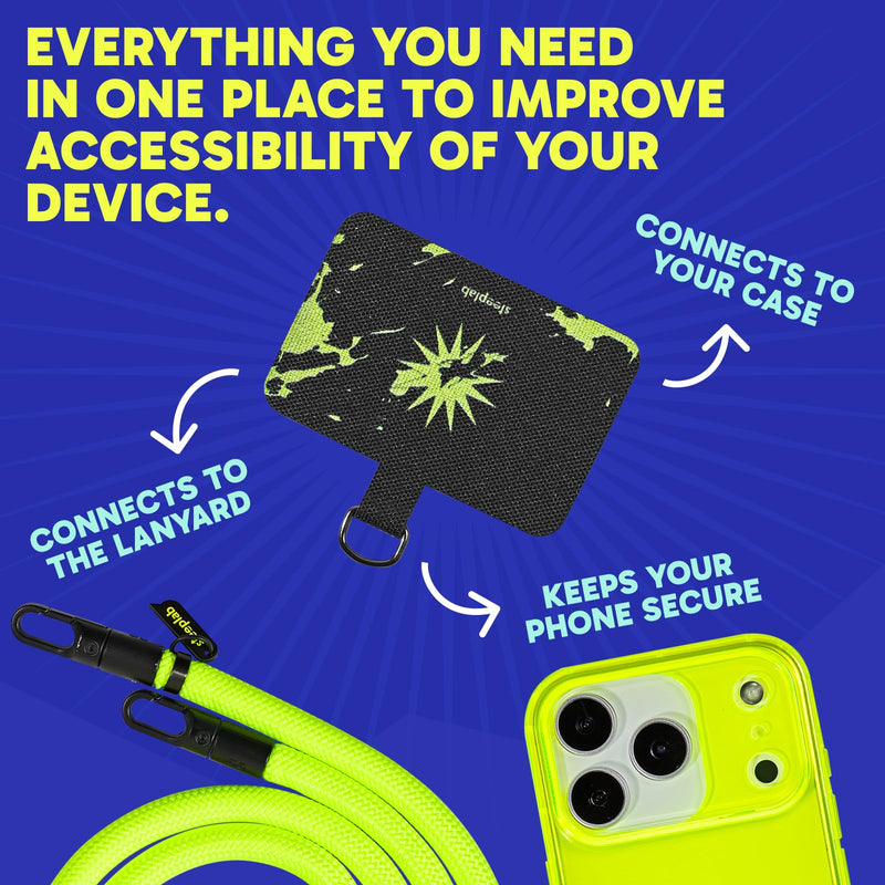 SteepLab Highlighter Case + Freehand Crossbody Lanyard Bundle for iPhone 17 Pro - Hands-Free Carry with Bold Color Protection - Neon Noise