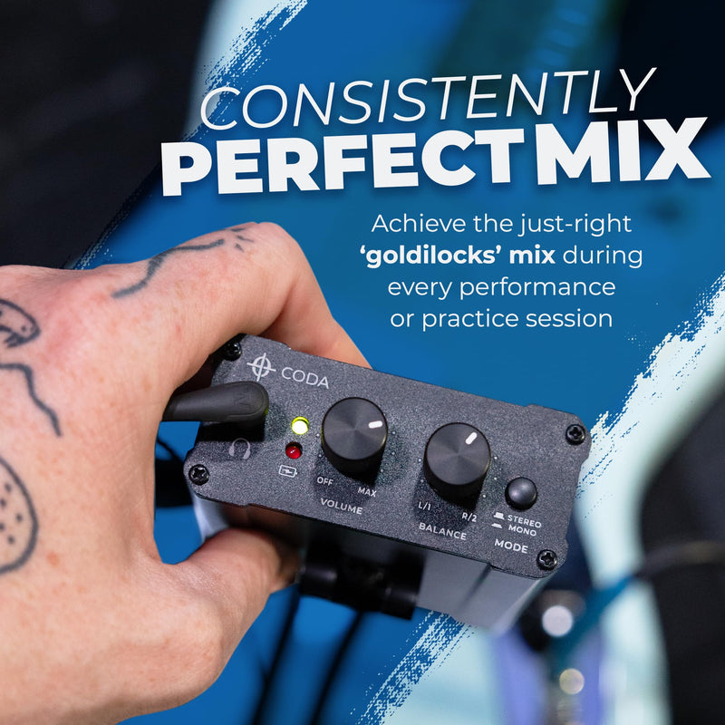 Coda Ultra-Compact Personal in Ear Monitor Amplifier - Dual Channel | Headphone Amplifier System with XLR & TRS Input, Portable IEM Amp with Mono & Stereo Mix Panning, Belt Clip Dual Channel Ultra-Compact
