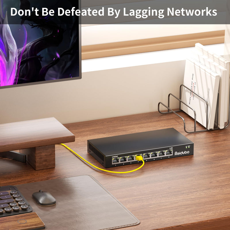 2.5gb Switch, 8 Port Ethernet Switch Unmanaged, 60Gbps Switching Capacity, Ideal for 2.5Gbps NAS/PC, 4K Video, Game Console, AP, Desktop Wall Mount, Fanless Design, Plug and Play Black3