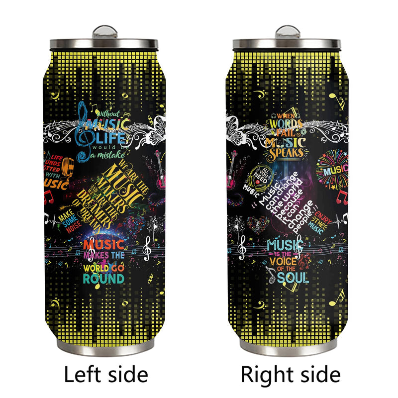 Music Notes Stainless Steel Insulated Tumbler With Straw Lid, Musical Lovers Gift For Musician As Music Themed Gifts 17 Oz 17 ounces