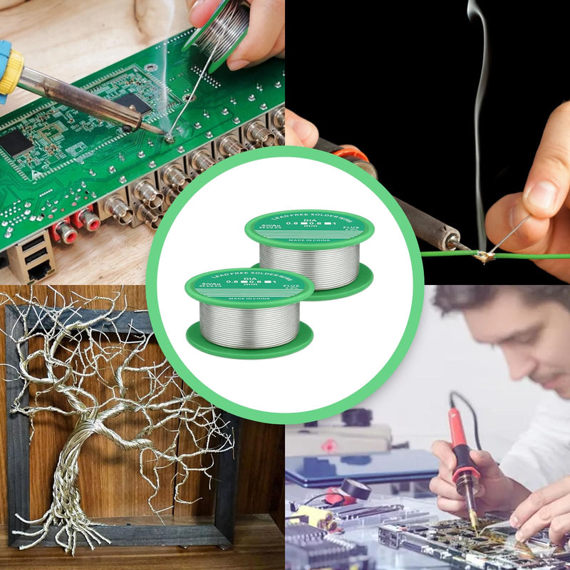 2 Rolls of Solder Lead Soldering Wire with Flux 0.8 mm, 30 g per Roll, for Electronic Repairs and Model Making