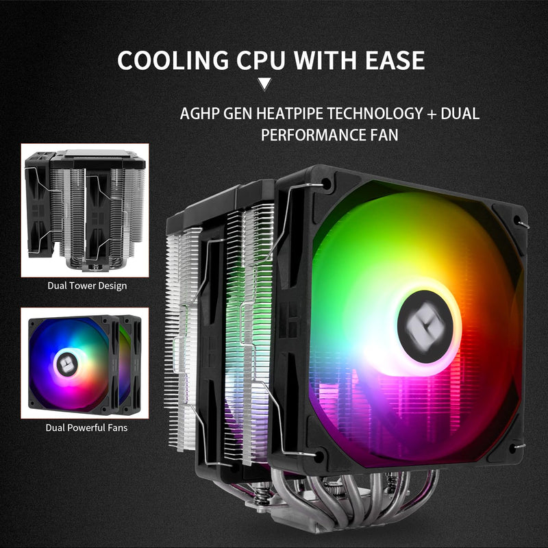 Thermalright TR Peerless Assassin 120 Digital ARGB Black CPU Cooler, Double 120mm PWM Fans with 1850RPM Speed, Support Intel lga1700/1851/115X,AMD:AM4/AM5,Computer CPU Cooling,Digital Screen Top Cover