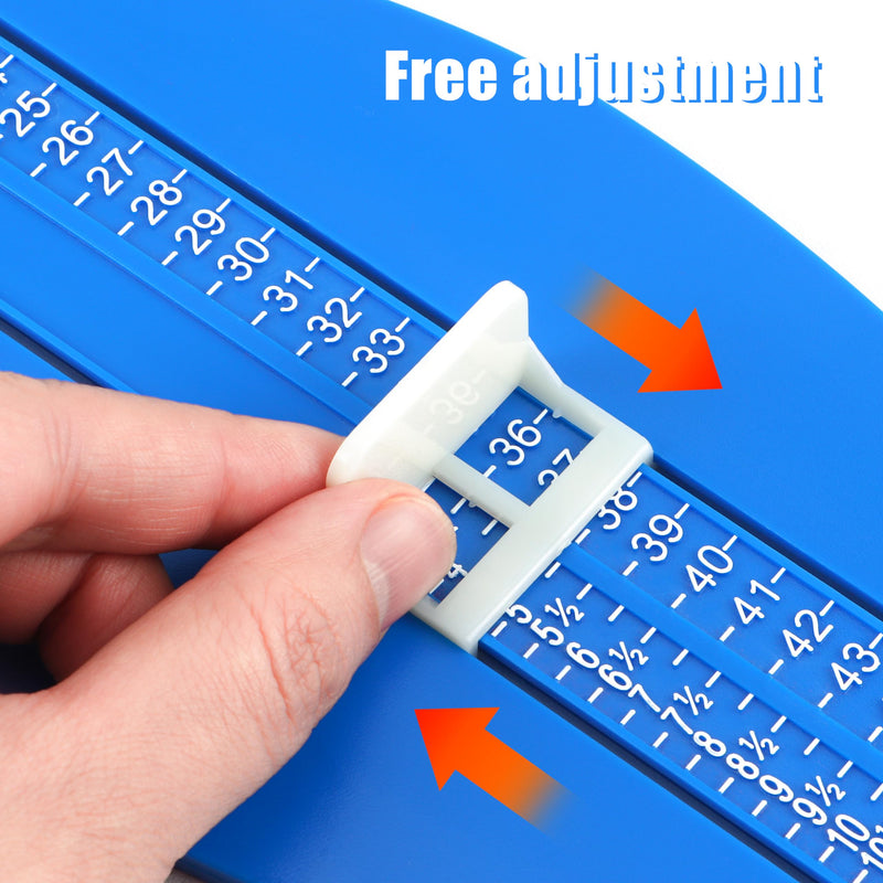 JSMTKJ Foot Gauge, Shoe Sizes Measure Sizes with 1 Tape Measure Feet, Kids Adult Shoe Gauge for EUR UK Shoe Gauge (Blue), blue