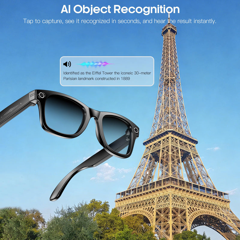 Yowow BIT AI Smart Camera Glasses 8MP Camera for Women Men, 4K Photos & 1080P Video Recording,Anti-Shake, 12H Music/Bluetooth Calls, Real-time Translation/GPT Object Recognition (Photochromic Lenses) Photochromic Lenses