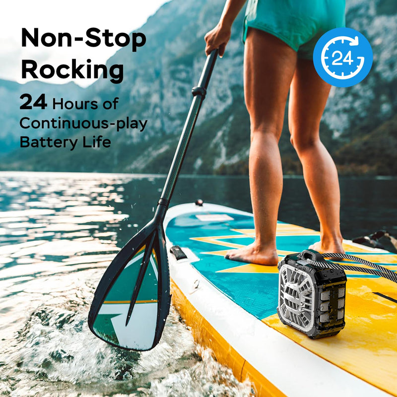 [AUSTRALIA] - INSMY IP67 Waterproof Bluetooth Speaker, Shower Speaker Portable Small Clip-on, Multi Sync 100+ Speakers, Big Volume Booming Bass, 24H Playtime/Floatable/RGB Lights for Outdoor/Kayak/Beach (Black) Black 