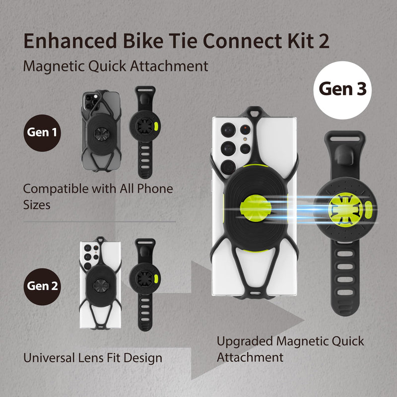 Bone Bike Tie Connect Kit 2 Magnetic, Quick Release 360° Rotation Universal Road Bike Phone Mount for Stem & Handlebar, Fits 4.7"-7.2" Phones iPhone 15 Pro Max/Plus, 14 Pro Max, Samsung S24, and More