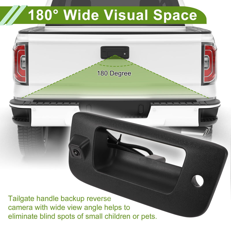 Tailgate Handle Backup Camera for Silverado 2500 3500 2009-2014 | for GMC for Sierra 2500 3500 2009-2014, 22755304, 25958228, Rear View Reversing Camera, Park Assist Camera, 1 Set