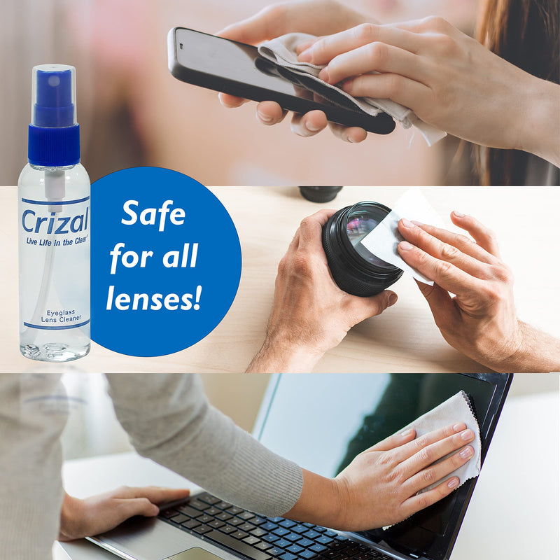 Crizal Eyeglass Lens Cleaner Kit, 1 Doctor Recommended for Anti Reflective Lenses and Coating, 2oz Crizal Spray w/Crizal Microfiber Cloth, 2pk 2oz Spray W/Cloth, 2 Pack