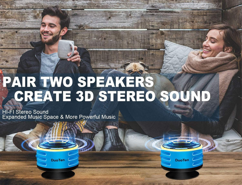 [AUSTRALIA] - Bluetooth Speakers, DuoTen IPX7 Waterproof Wireless Portable Bluetooth Speakers w/LED Display, FM Radio, Suction Cup, Light Show, Loud Stereo Sound and Bass for Shower, Pool, Party, Travel, Outdoors 