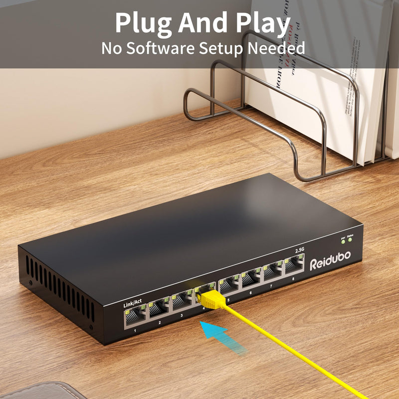 2.5gb Switch, 8 Port Ethernet Switch Unmanaged, 60Gbps Switching Capacity, Ideal for 2.5Gbps NAS/PC, 4K Video, Game Console, AP, Desktop Wall Mount, Fanless Design, Plug and Play Black3
