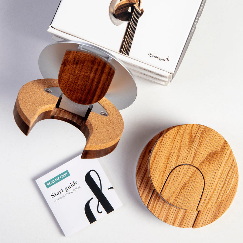 [AUSTRALIA] - World’s Only - Collapsible Electric Guitar Hanger and Wall Mount Bracket Holder for Electric Guitars and Basses - Danish Design - Space Saving - Wooden - Walnut Color - Scratch Proof (Walnut) 