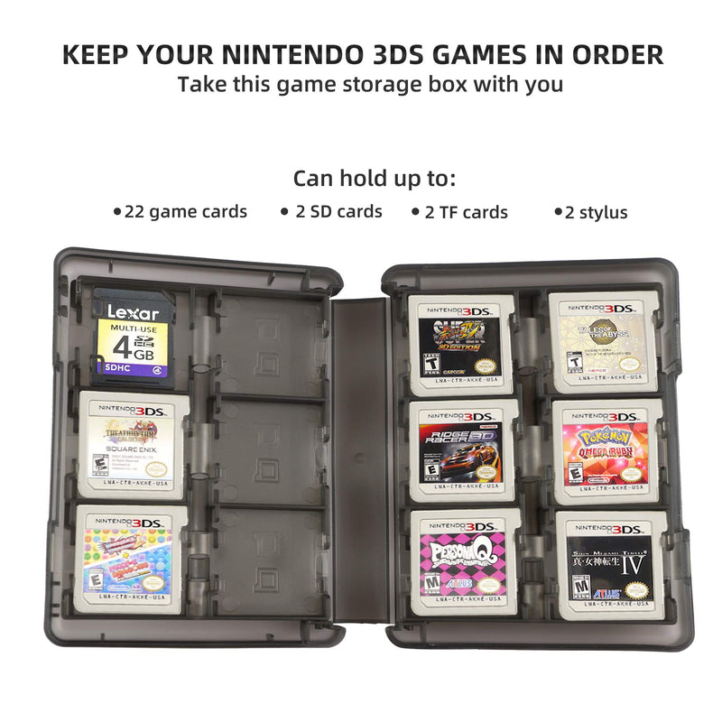 3DS Game Holder Card Case, 28-in-1 Game Holder Card Case Compatible with Nintendo NEW 3DS / NEW 3DS XL / 3DS / 3DS XL / DSi / DSi XL / DS / NEW 2DS /NEW 2DS XL / 2DS/ 2DS XL Catridge Storage Box Black