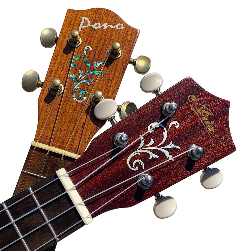 Inlay Stickers for Guitar Headstock - Small Vine (2pcs Set) - White Pearl & Abalone Blue, H-131SV-AZ