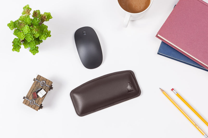 Motte by Castle – Leather Wrist Rest Cushion for Mice, Mouse Pads, and Laptops – Ergonomic Durable Wrist Pad with Anti-Slip Rubber Base (Woodland) Woodland