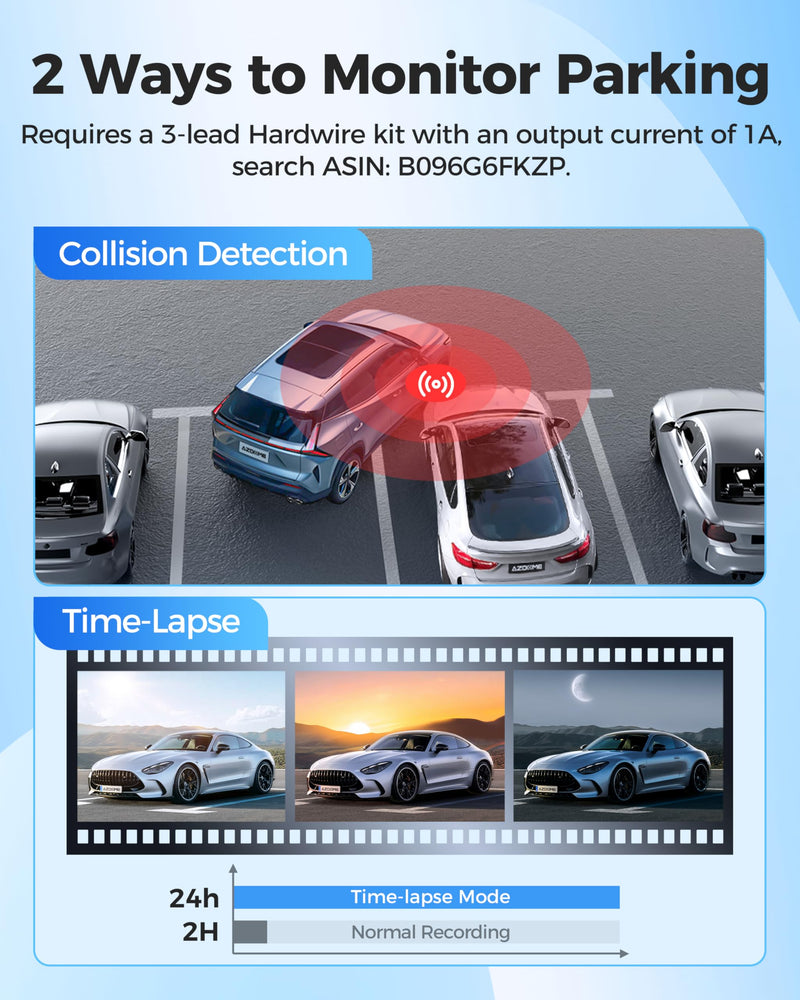 [AUSTRALIA] - AZDOME M200 Mini Dash Cam WiFi Dashcam - Single Channel Dash Cam for Broad Road Coverage - Built-in WiFi - Full HD Resolution - Parking Monitor - App Connectivity - Collision Detection - Night Vision 