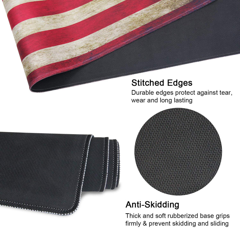 Meffort Inc Extra Large Extended Gaming Desk Mat Non-Slip Rubber Pads Stitched Edges XXL Mouse Pad 35.4 x 15.7 inch - USA Flag
