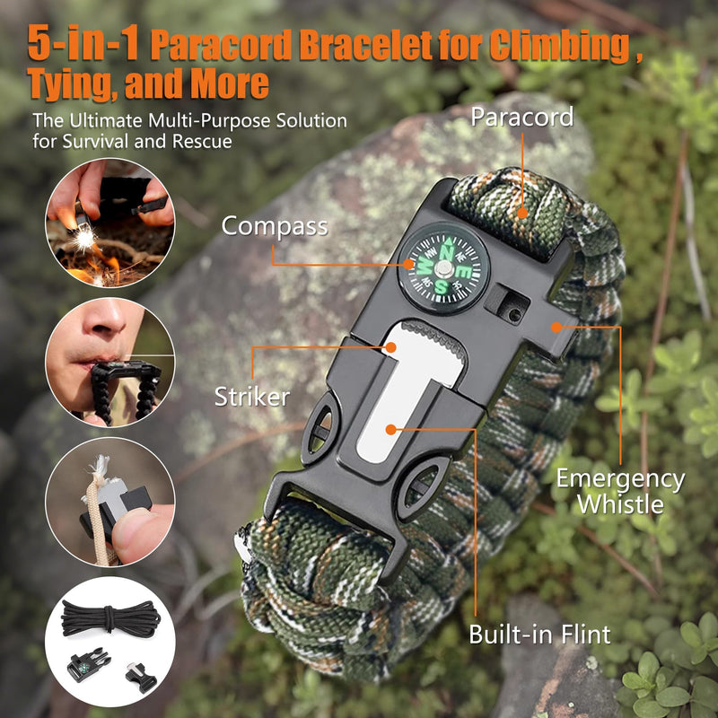 [AUSTRALIA] - Emergency Radio Hand Crank Solar, 5000mAh/18500mWh Emergency Weather Radio, Solar Crank Radios with NOAA/AM/FM, Thermal Blanket, Paracord Bracele, for Outdoor & Home Orange 5000mAh Emergency Kit 