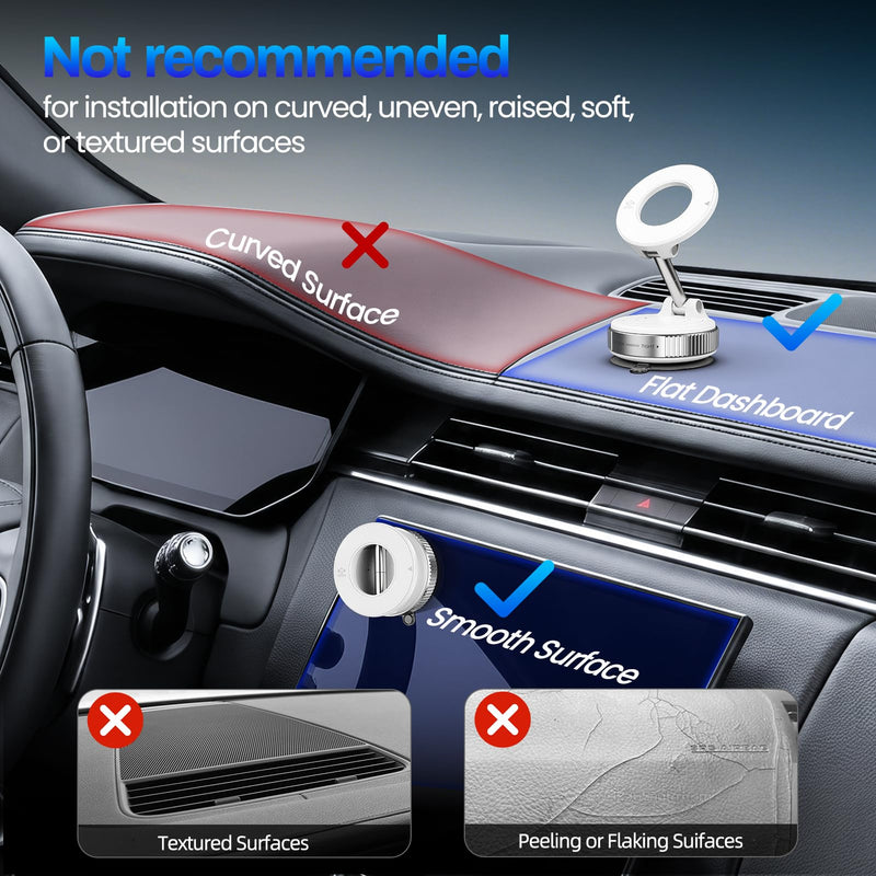 Jikasho Magnetic Phone Holder for Car, Suction Cup Phone Mount for Magsafe | 360° Adjustable Vacuum Car Phone Mount, Hands-Free Phone Holders for Your Car for iPhone 17 Pro Max 16 15 14 13 12 Air Plus White