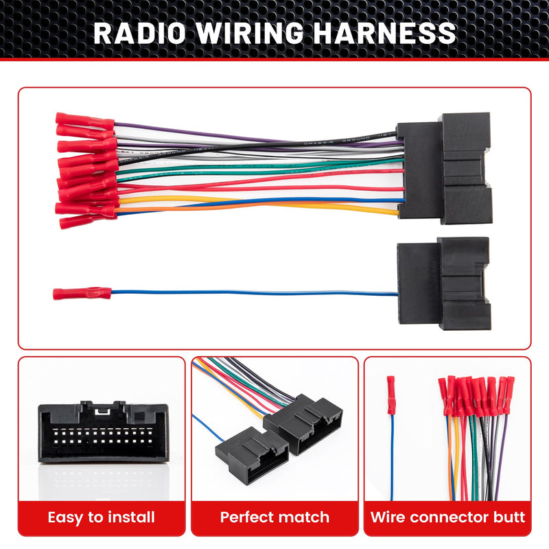 RED WOLF Car Radio Wiring Harness Compatible with Ford Transit 2014-2019, 2013-2018 Ford Fiesta, 2013-2017 Ford Focus Install Aftermarket Stereo Cable Adapter w/Connector Butt for AMP System