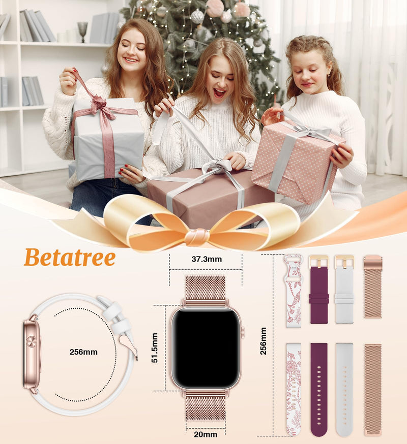 Smart Watch for Women (Answer/Make Calls),1.83" Touch Screen Fitness Tracker with 4 Bands, Heart Rate/Sleep/Step Tracking, 100+ Sports Modes Smartwatches for Android iOS (Rose Gold) ROSE