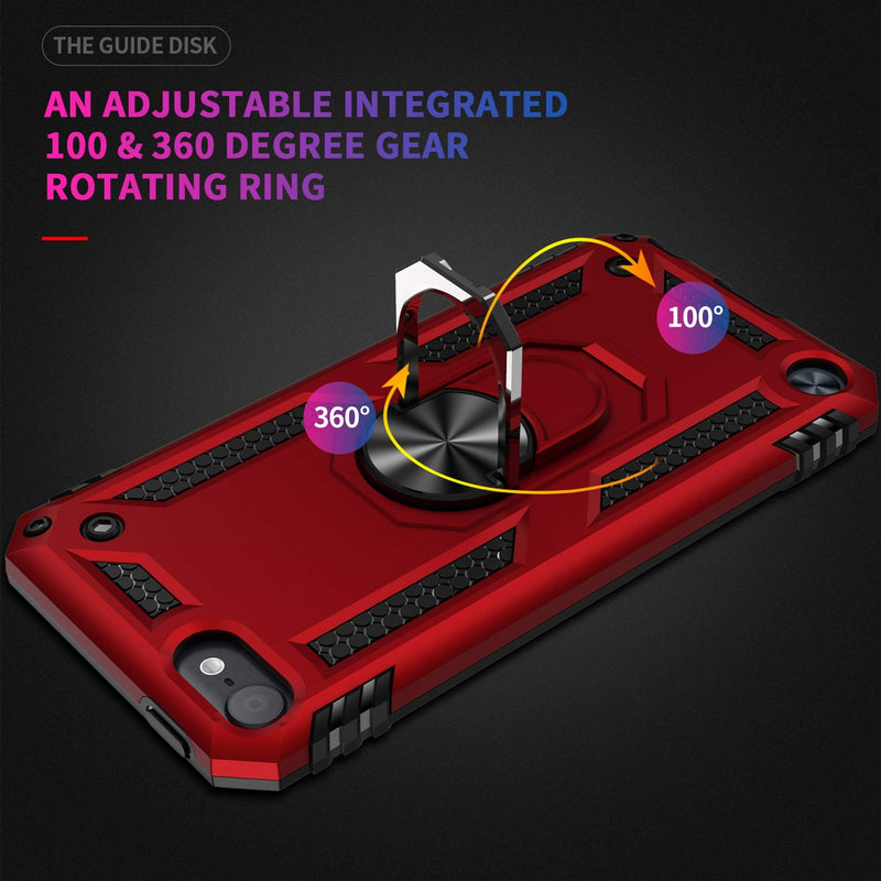 ULAK Compatible with iPod Touch 7 Case/iPod Touch 6 Case with 2 HD Screen Protectors, Hybrid Rugged Shockproof Cover with Built-in Kickstand for iPod Touch 7th/6th/5th Generation (Red) Red